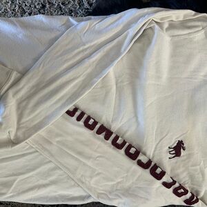 Abercrombie & Fitch Off-White Long Sleeve with Burgundy Logo